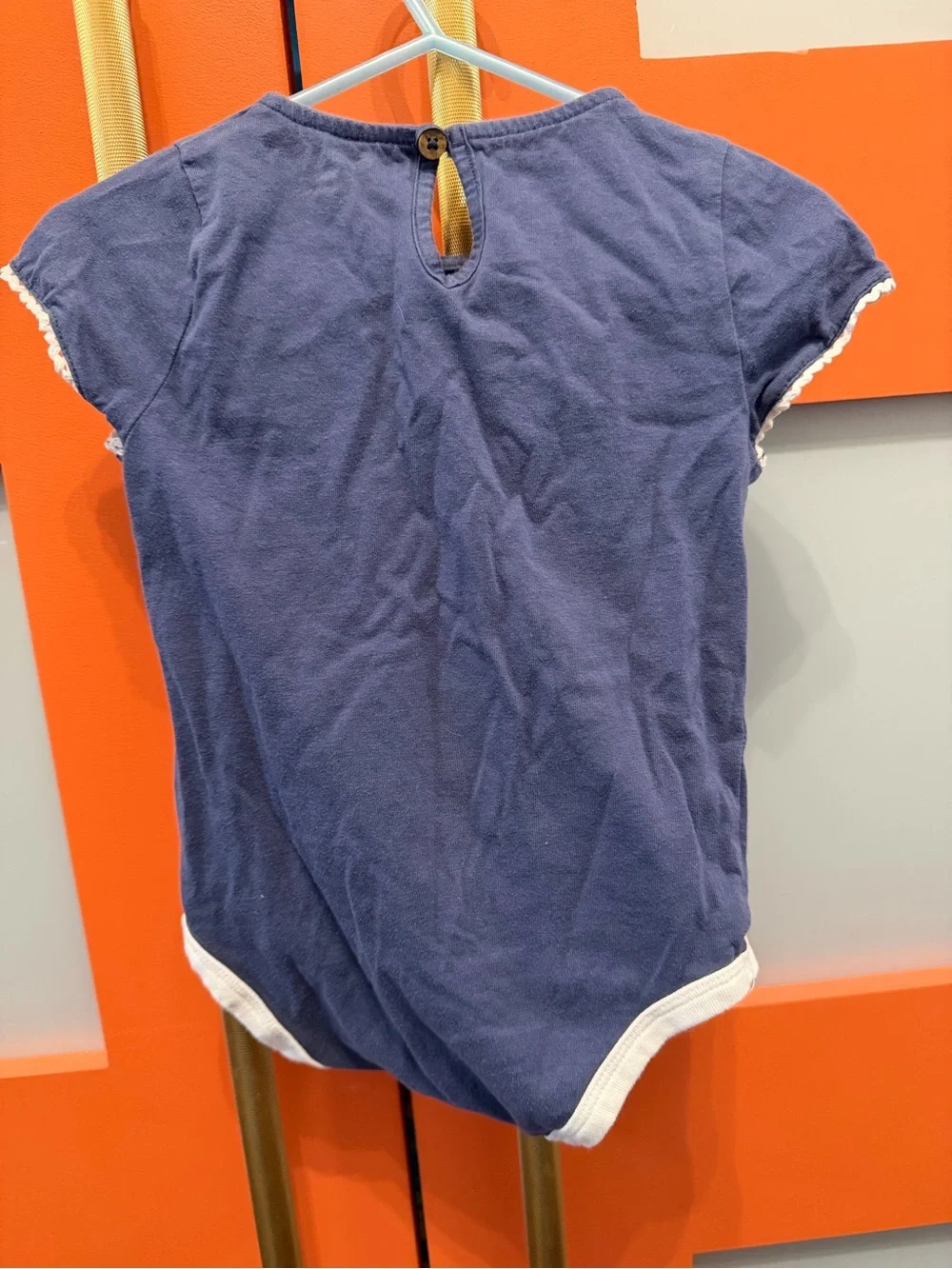 Burt’s Bees Baby Blue Bee Heart Pattern Smock Romper 24 months
